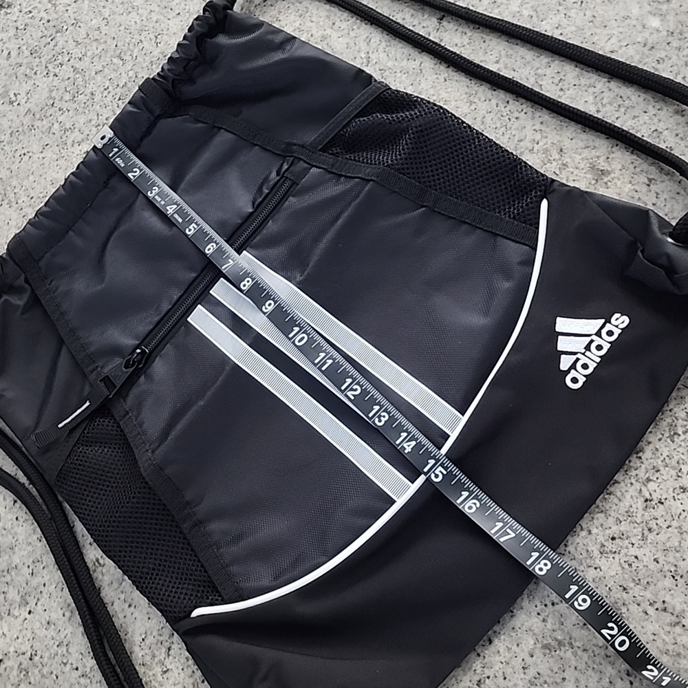 Adidas Black/White Nylon String Backpack! - image 6